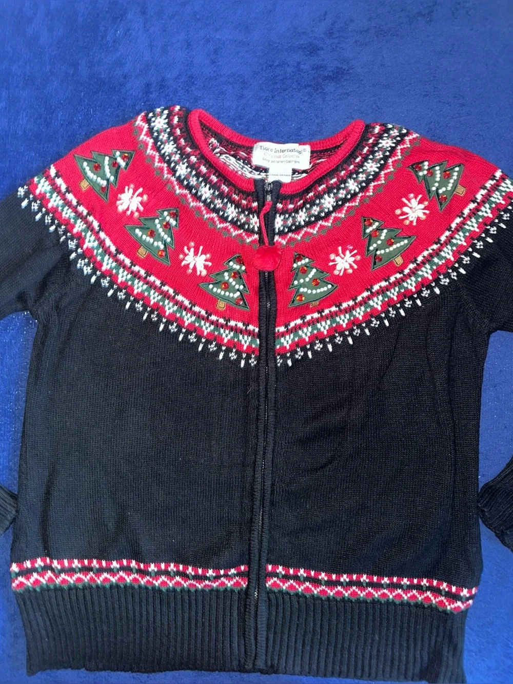 Vintage Tiara International Festive Embroidered Christmas Holiday Sweater Large